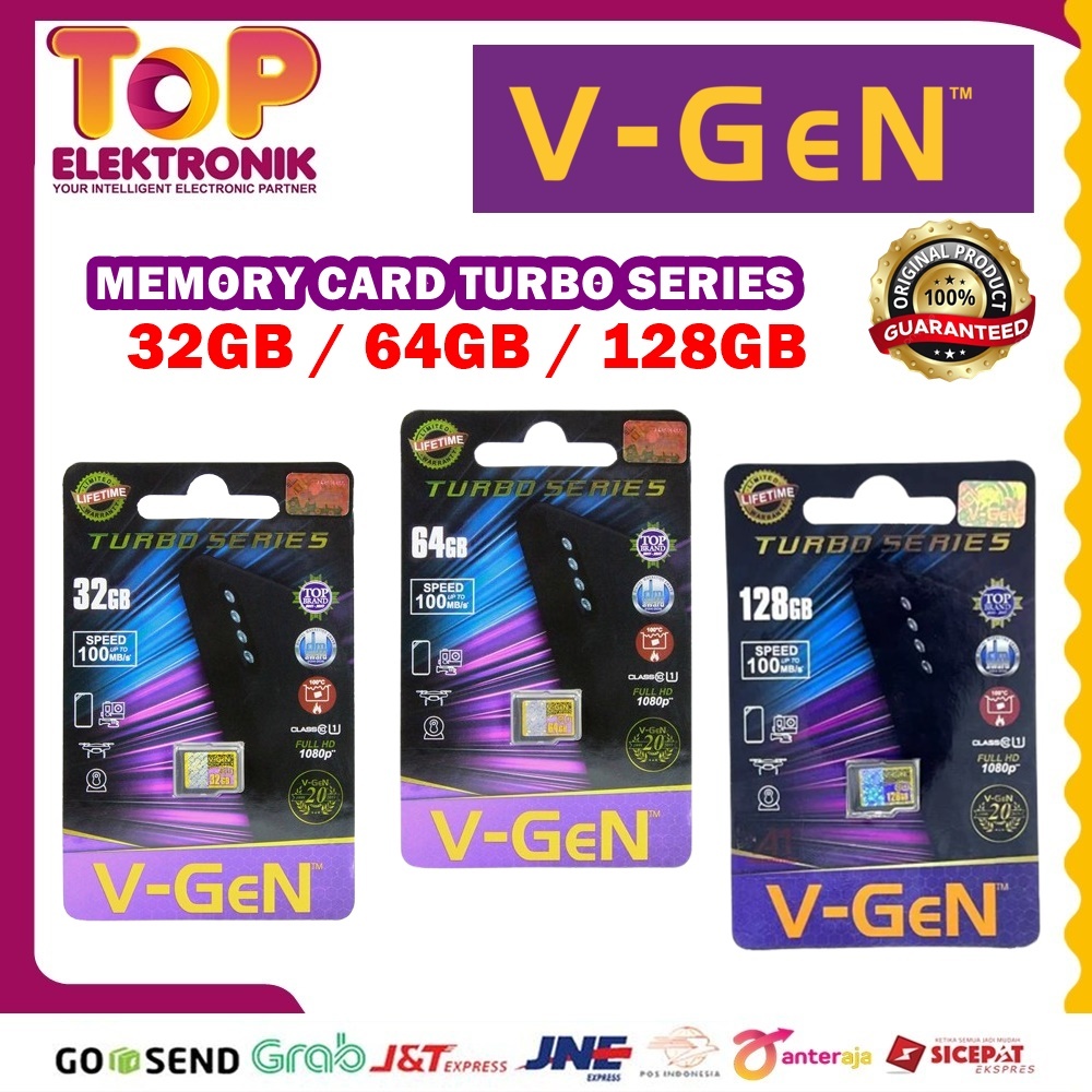 MicroSD V-GEN Turbo Class 10 100MBps - 32GB/64GB/128GB Kartu Memori