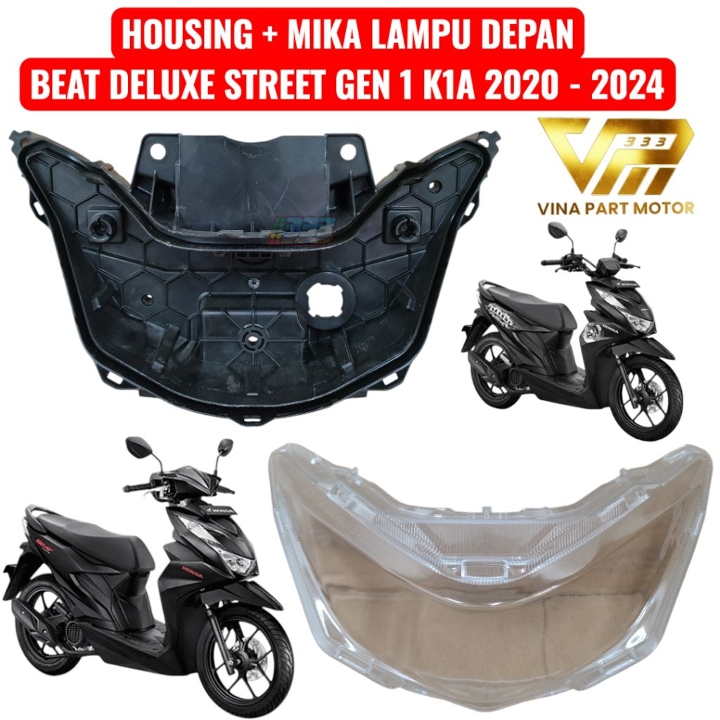housing batok reflektor lampu depan beat new 2020 deluxe street K1A set mika lampu depan berkualitas