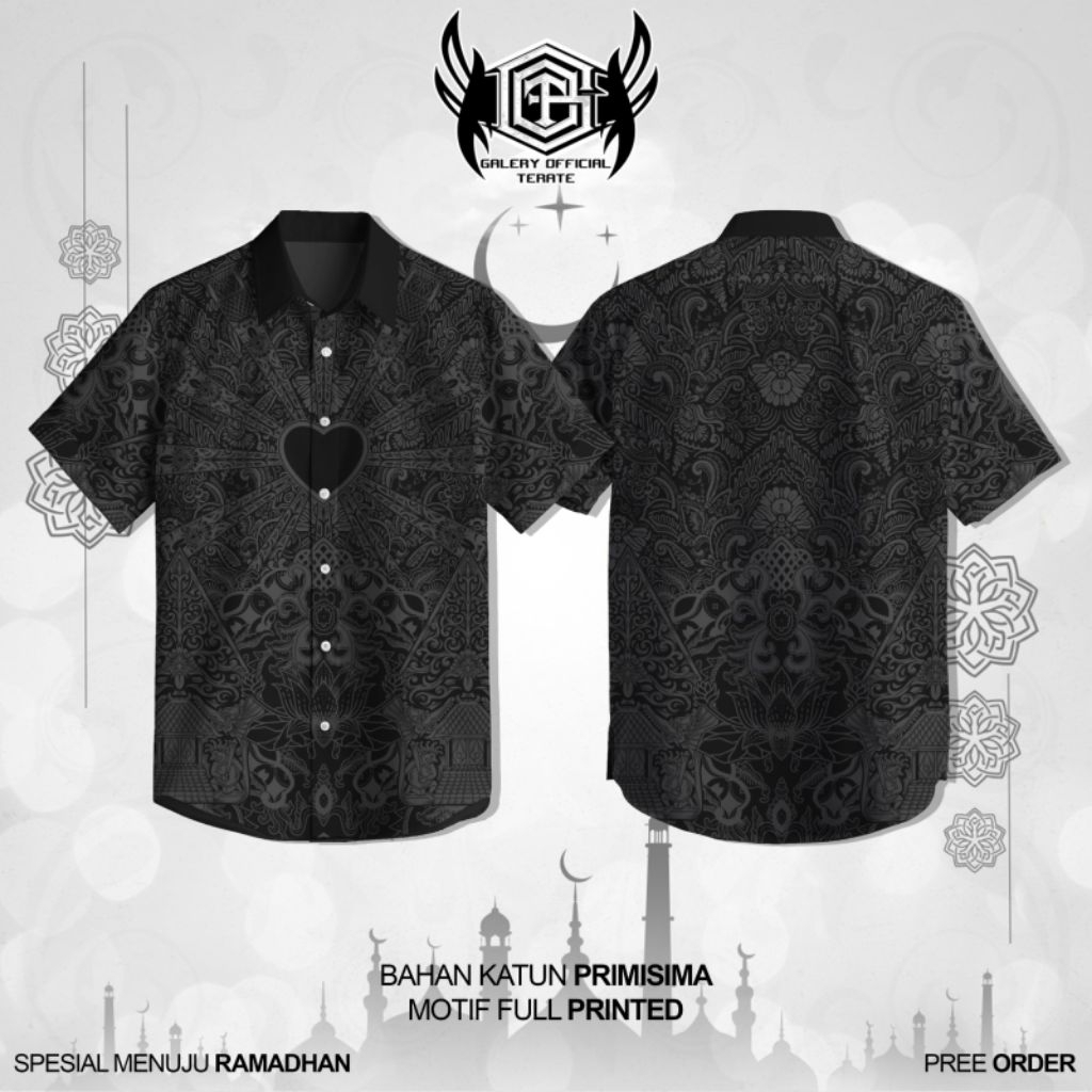 KEMEJA BATIK PSHT TERATE FULL PRINTING KEMEJA SH TERATE KEKINIAN BATIK PRIA KEMEJA BATIK SETIA HATI 
