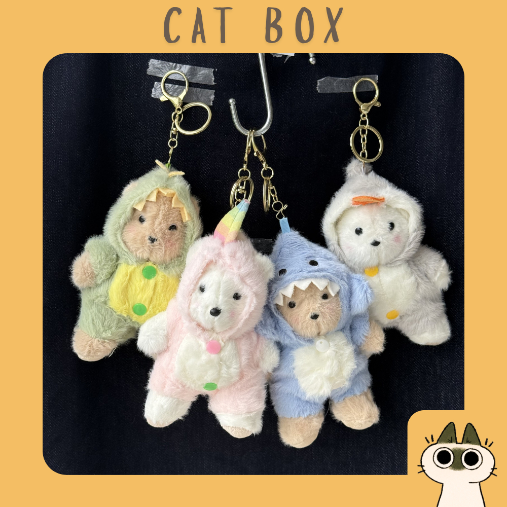 Cat Box Charm | Dog Onesie Gantungan Kunci Lucu Imut Kostum Anjing Dino Hiu Penguin Unicorn Boneka K