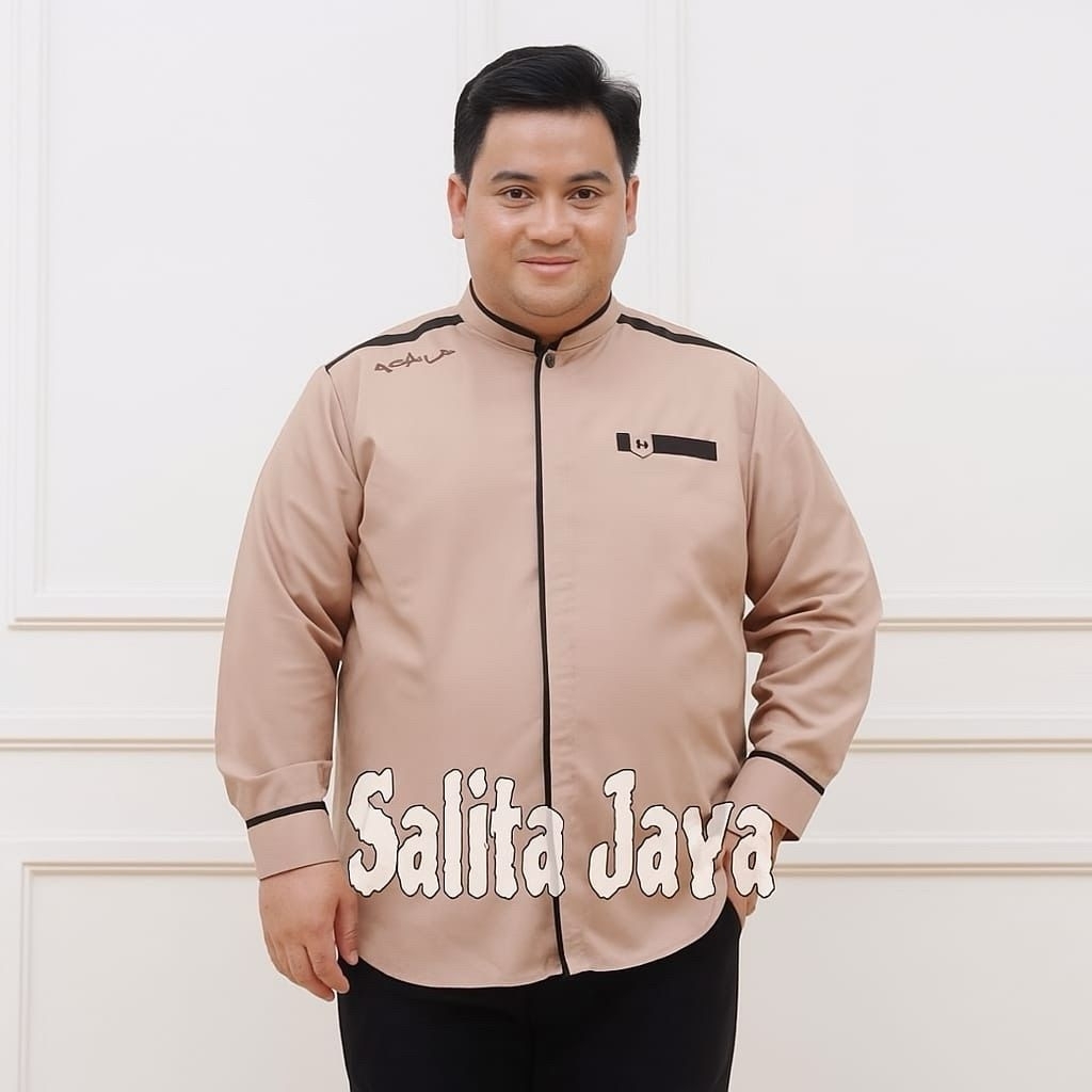 MAHES 4 - (TERBARU 2026) BAJU KOKO SUPER JUMBO BIG SIZE BORDIR AYAH LENGAN TANGAN PANJANG AYAH 2 XL 