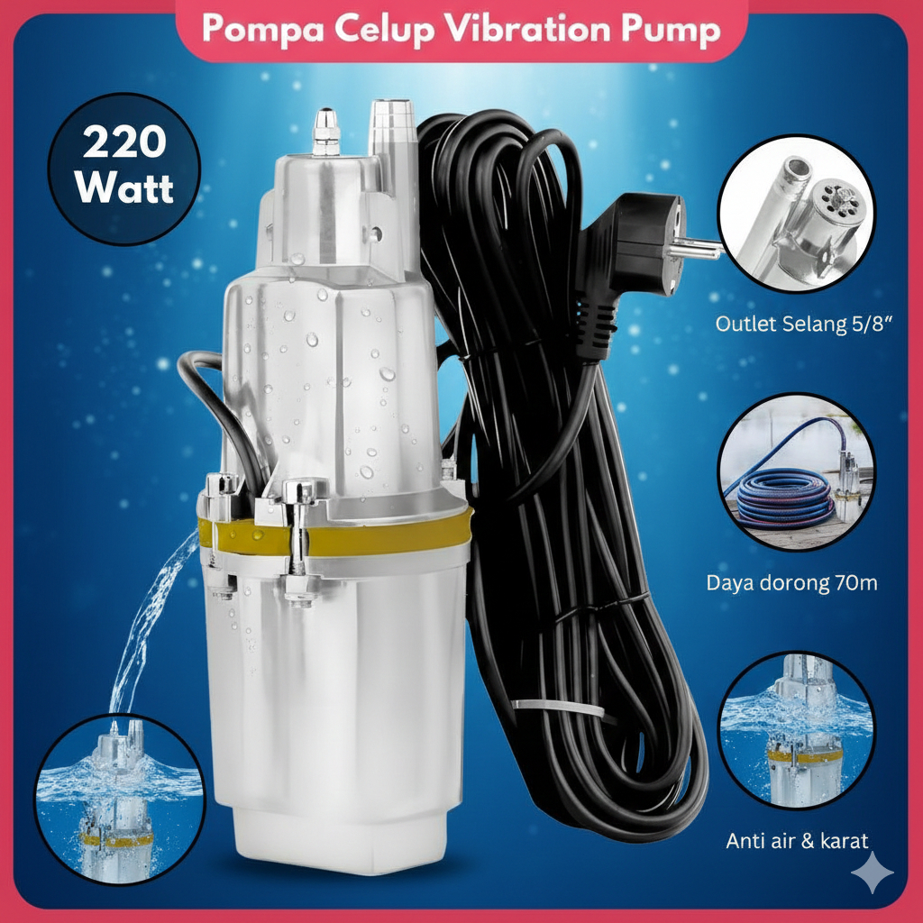 Pompa Celup Sumur Dalam 70 Meter Submersible Pump Pompa Sumur 70M AC 220V Pompa Sibel Vibration pump