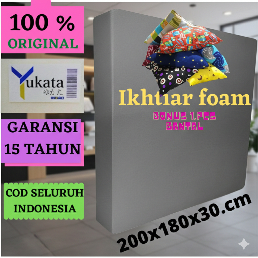 Yukata Kasur Busa Inoac NO 1 YUKATA Custom uk 200x180x30 Cm Garansi anti kempes 15 Tahun Original