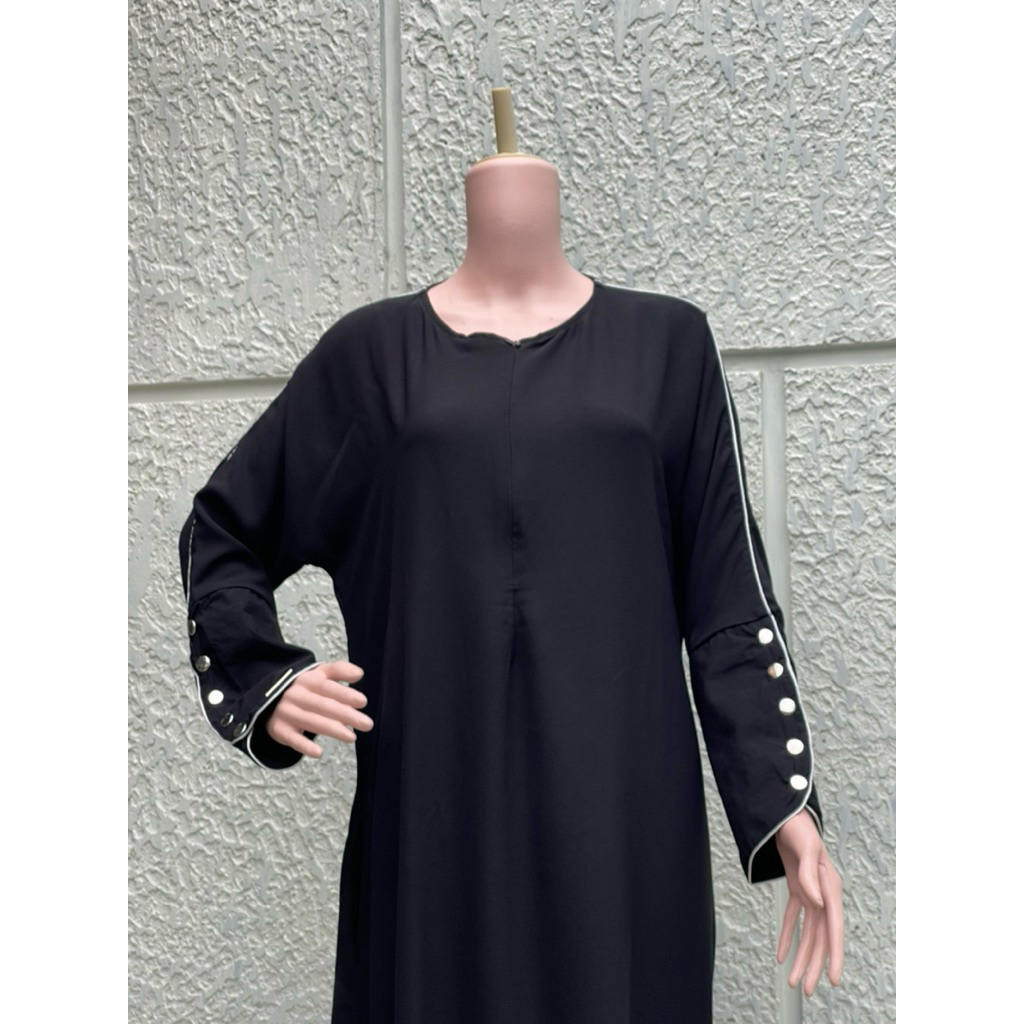 ABIYA abaya batwing kancing lis putih ayfira store