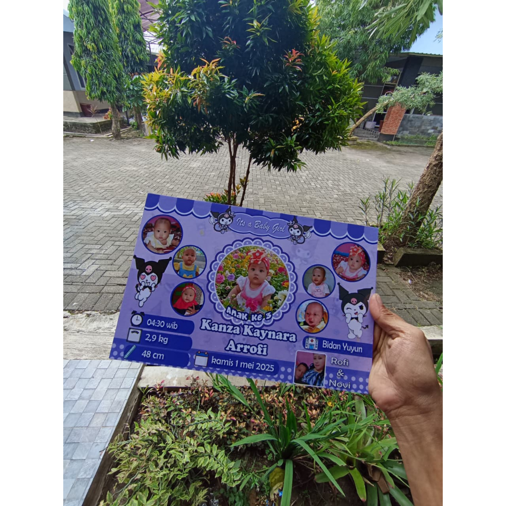 Cetak foto biodata bayi papan mdf walldecor