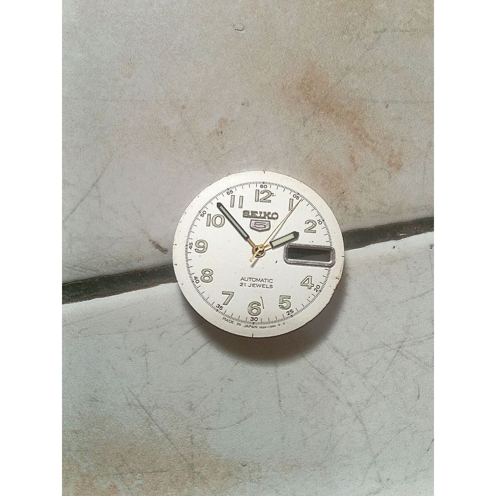 Satu set plat dan hands jarum jam tangan seiko 5 ref SNK377 cal 7s26 vintage military dial original
