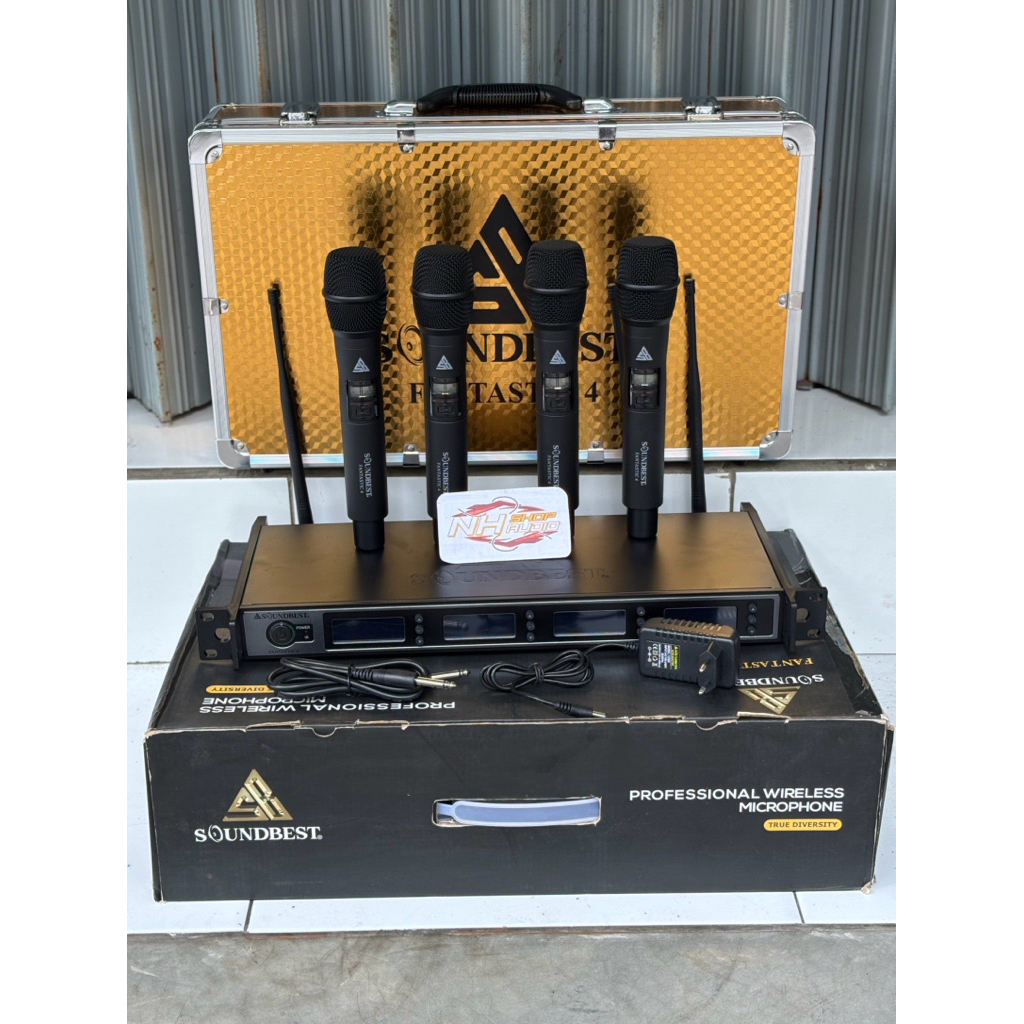Mic Wireless Soundbest Fantastic 4 dengan 4 mic Genggam suara jelas peka Mic wireles isi 4 mic sound
