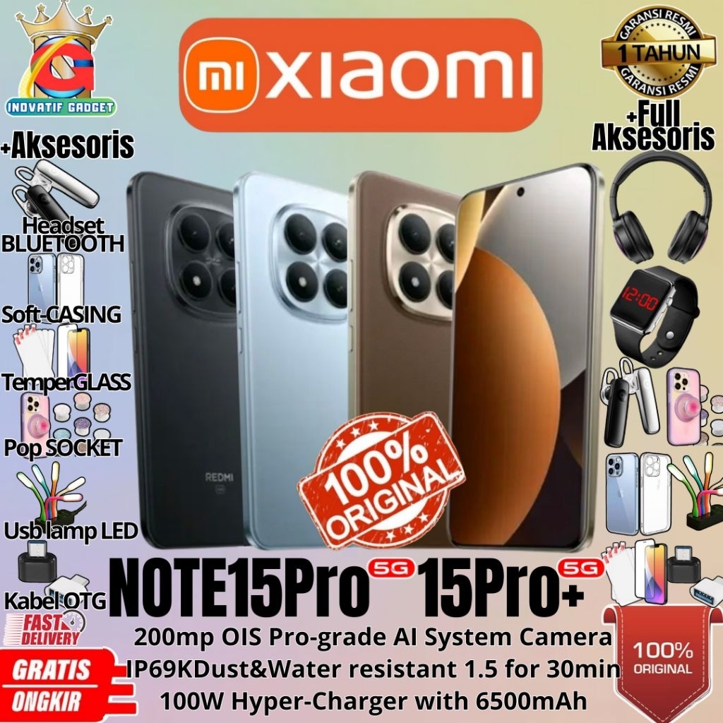 HP BARU XIAOMI REDMI NOTE 15 PRO 5G | NOTE 15 PRO+ | NOTE 14 PRO 5G 12/512GB & 8/256GB 200mp Kamera 