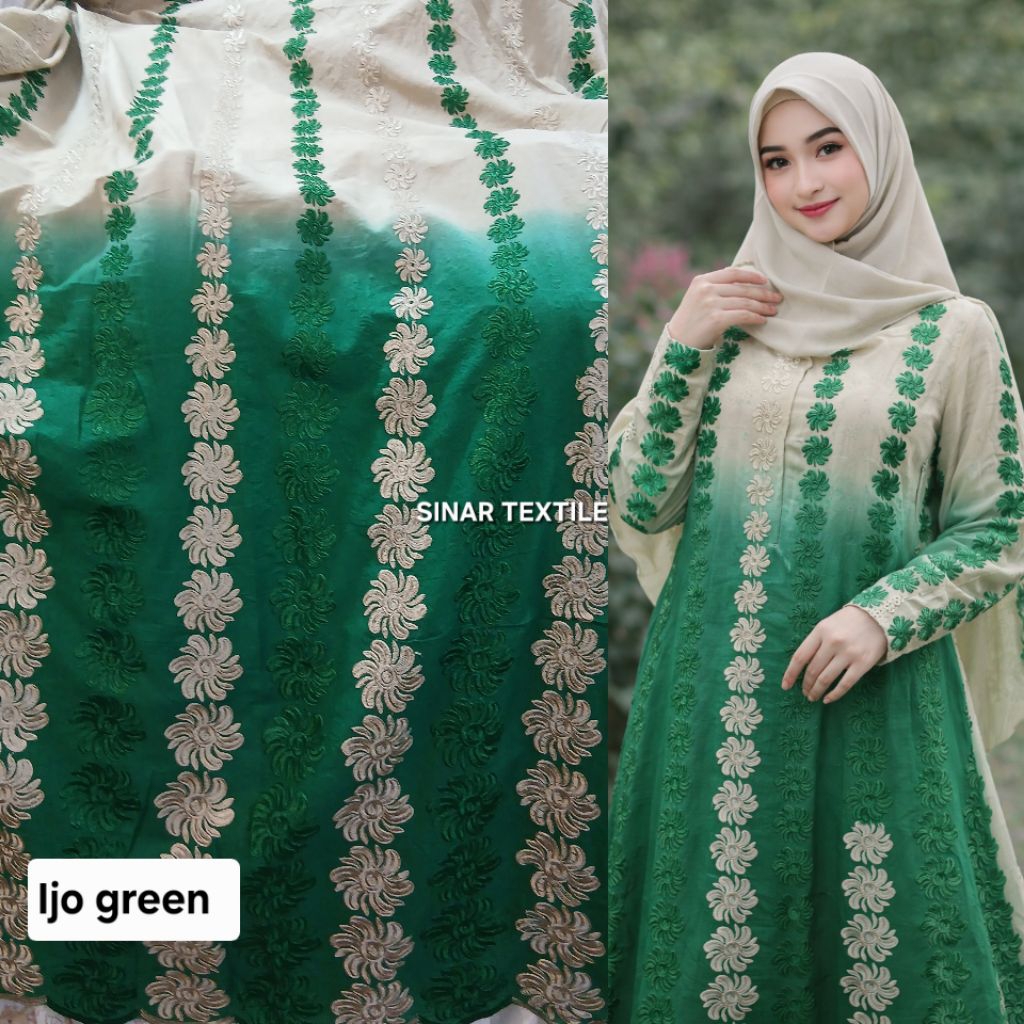Kain bahan katun bordir gradasi / Kain katun bordir gradasi premium import