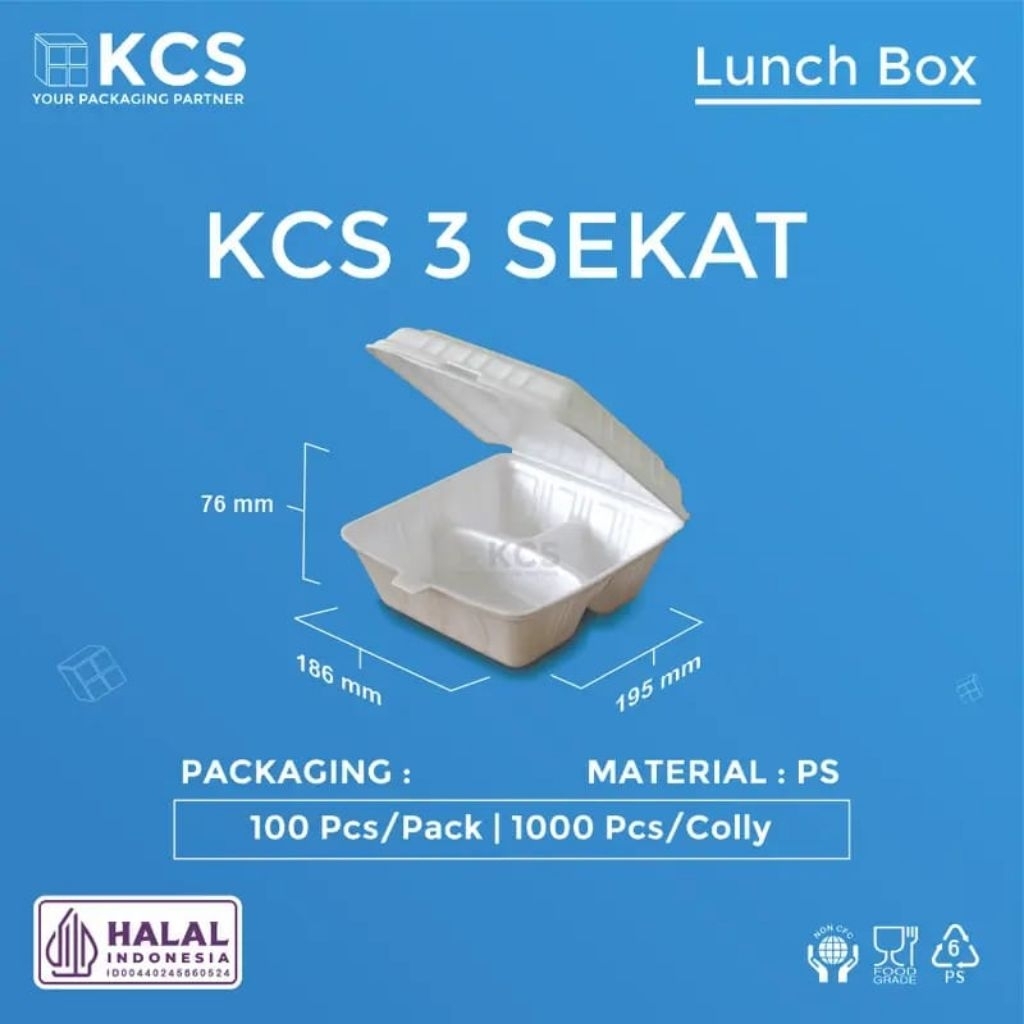 [ISI 100 PCS] Foam KCS 3 SEKAT nasi bubur jajan snack hajatan  / Styrofoam / Sterofoam / Tempat maka