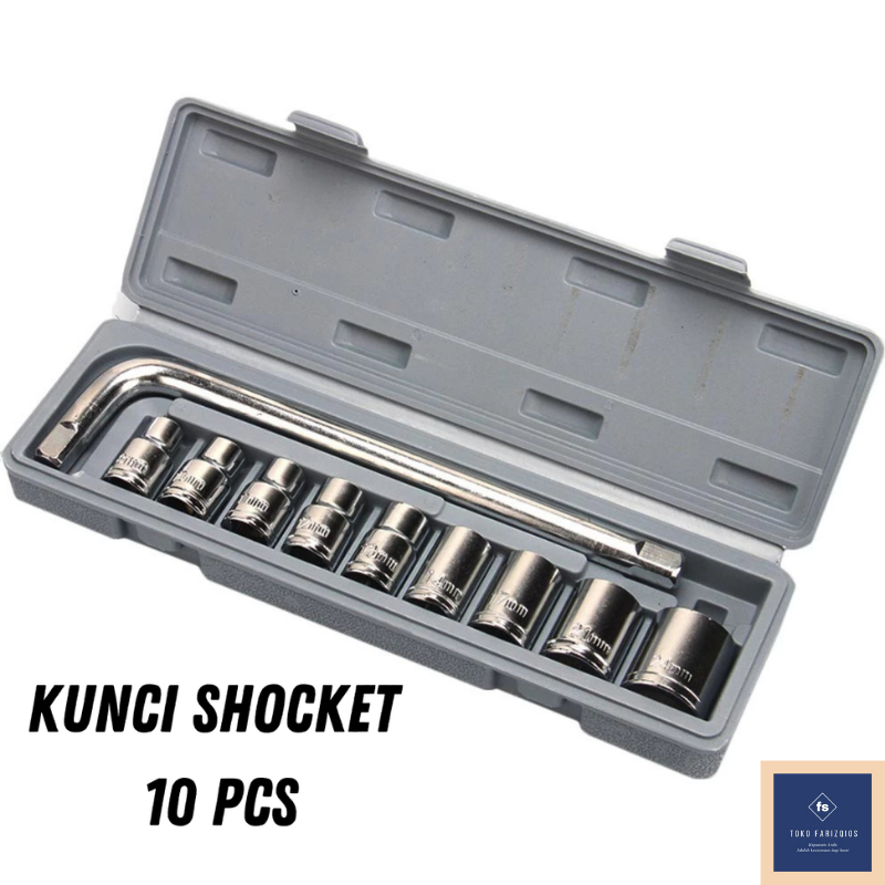 Set Kunci Shock 10 Pcs Lengkap 8-21mm + Gagang Shock 24cm | Kunci Sok Serbaguna Bengkel