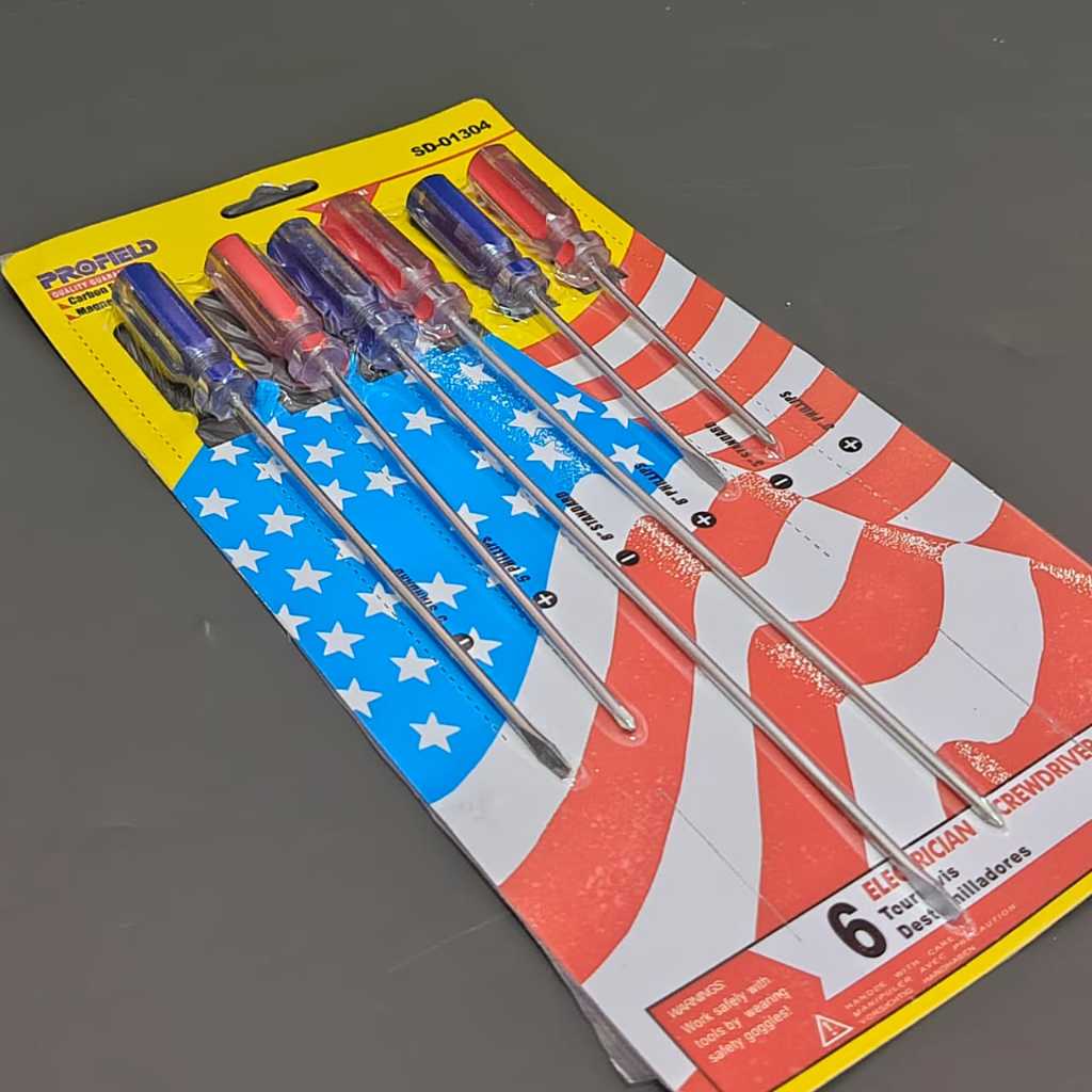 obeng panjang 1set 6pcs america / obeng setting kecil panjang  min plus / obeng setting karburator