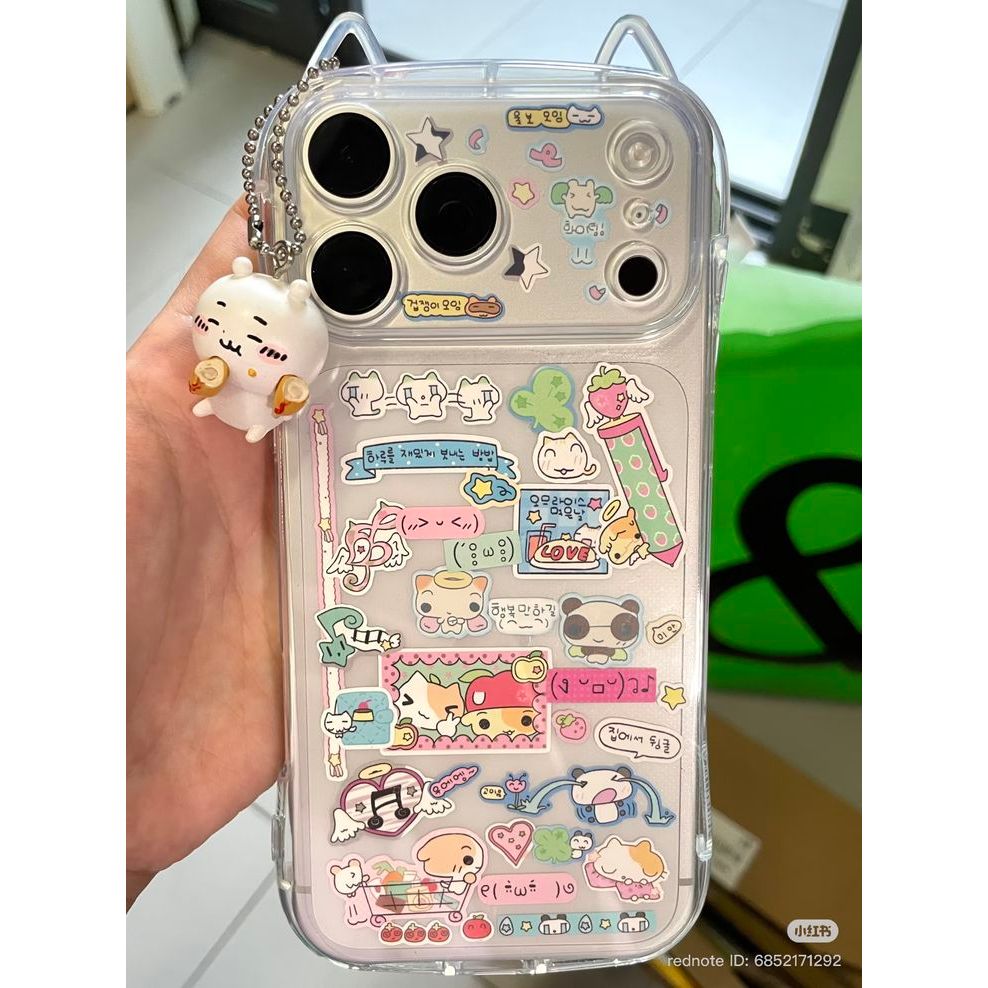 Soft Case iPhone Clear Aesthetic Girl + Charm Hello Kitty | Transparan TPU Anti Shock | Case Lucu Ko