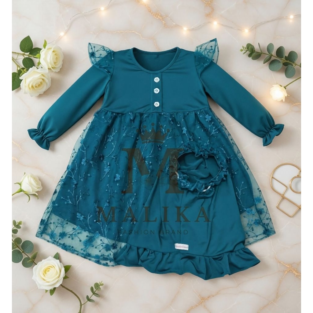 Baju Gamis Bayi Brukat Brokat Tile Set Hijab - Gamis Bayi Brukat Tile - Gaun Bayi Brukat - Dress Bay