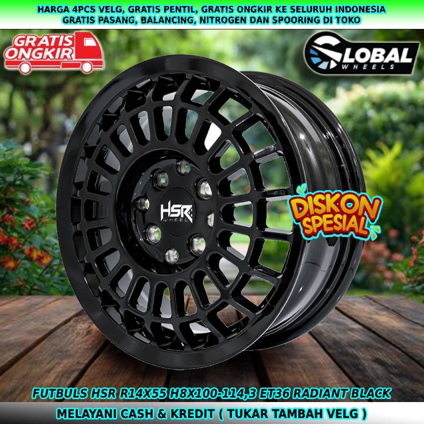Velg racing R14 cocok untuk mobil Xenia| Accent| Panther| Livina| Avanza| dll velg hsr futbuls R14
