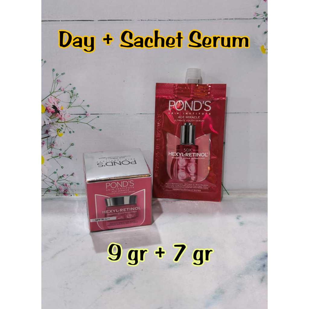 Paket Siang Cantik Ponds Age Miracle Day Cream 9 gr + Serum Ultimate Youth 7Gr - Cream Pagi dan Seru