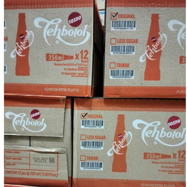 TEH BOTOL SOSRO 350ml 1 DUS isi 12 botol