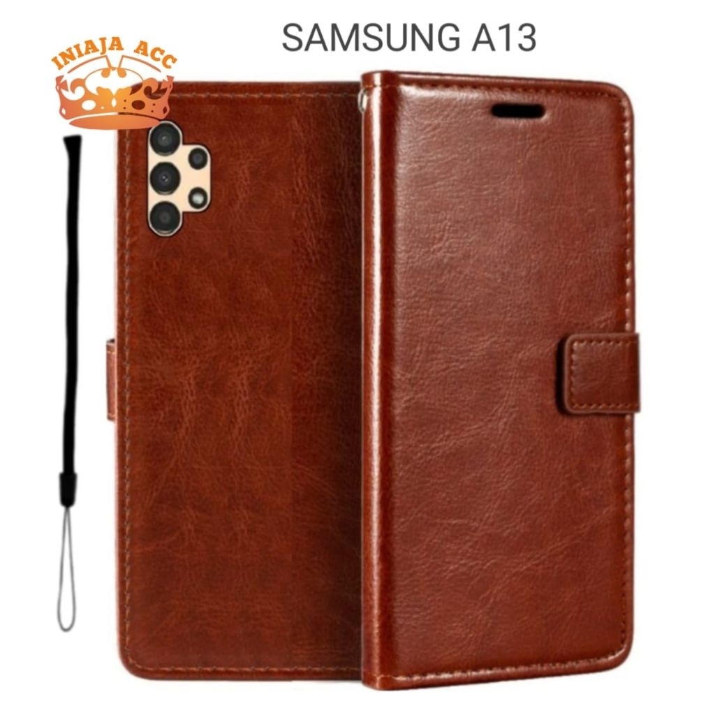 CASE SAMSUNG A13 LEATHER CASE SARUNG HP DOMPET KULIT FLIP COVER CASE BUKA TUTUP KESING DOMPET