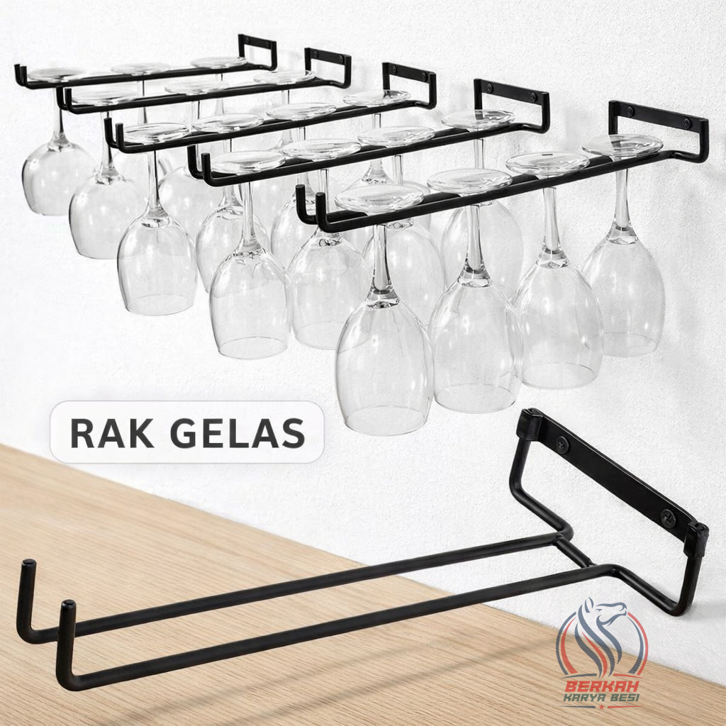 Rak Gelas Gantung Tempel Dinding – Minimalis & Estetik