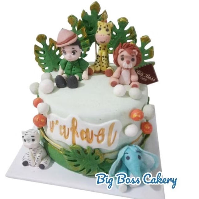 CUSTOMED FONDANT CAKE TEMA JUNGLE ZOO ANIMAL