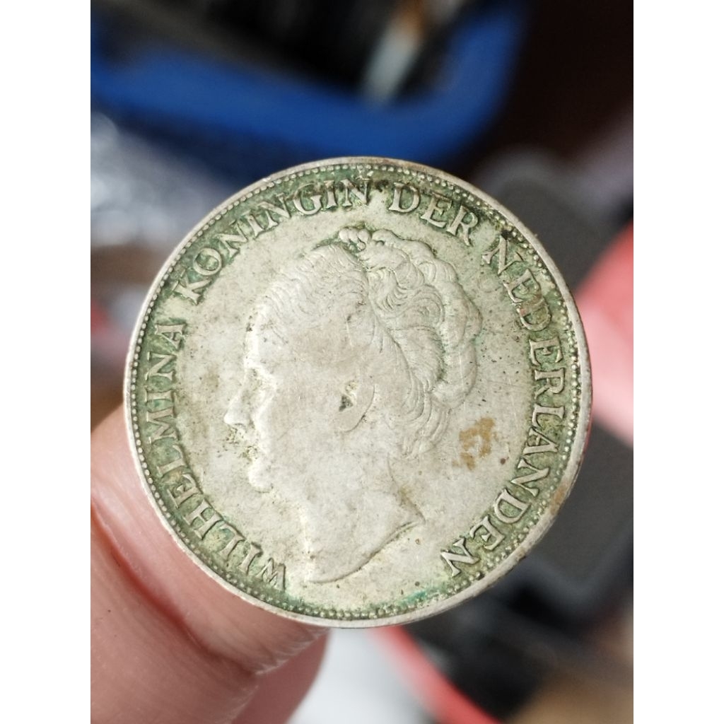 Uang Koin Kuno Berbahan Perak Seri Wilhelmina 1 Gulden Asli