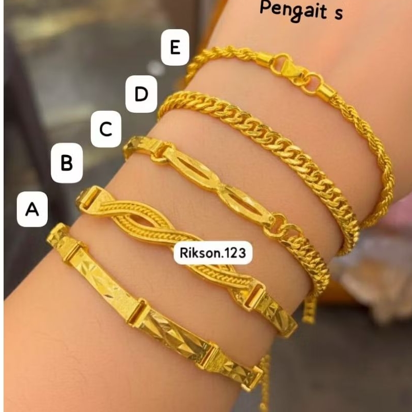 gelang kepang gelang tambang gelang rantai replika emas penang 24k mirip asli