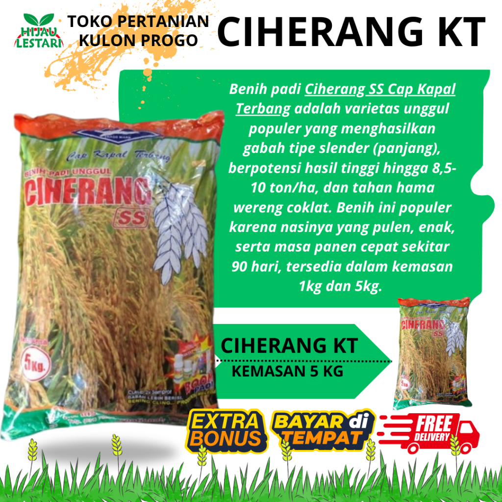 Benih Padi CIHERANG SS 5 Kg Cap Kapal Terbang Asli Kemasan Pabrik