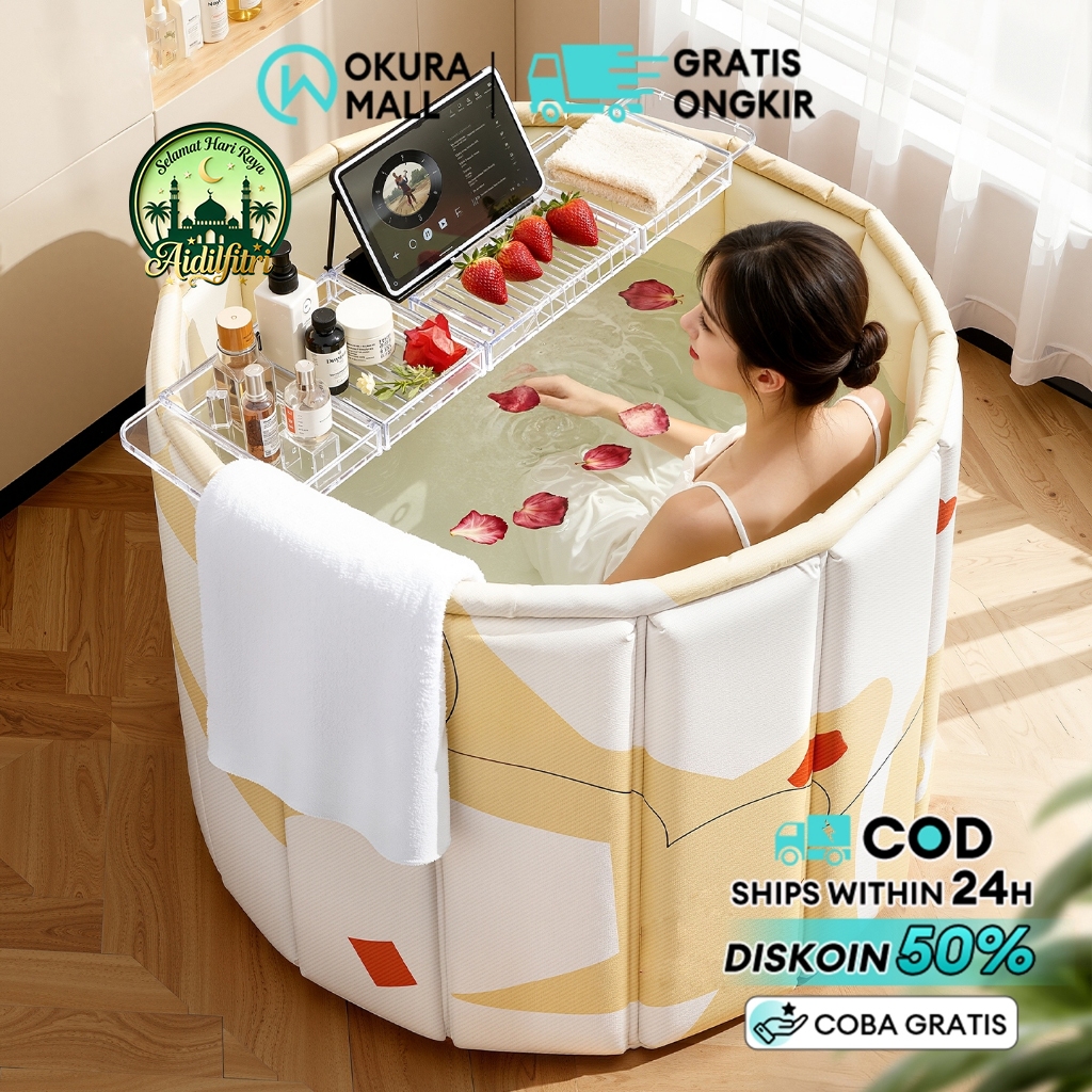 Bak Mandi Lipat Folding Bathtub Portable Bathtub Lipat Bak Mandi Anak dan Dewasa Air Hangat