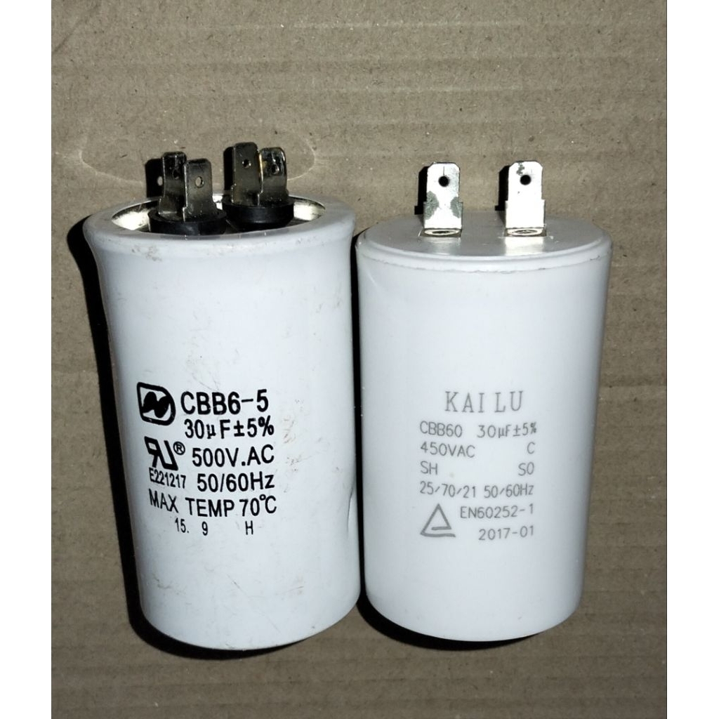 KAPASITOR 30UF 500VAC/450VAC T 8.5CM D 5CM BEKAS