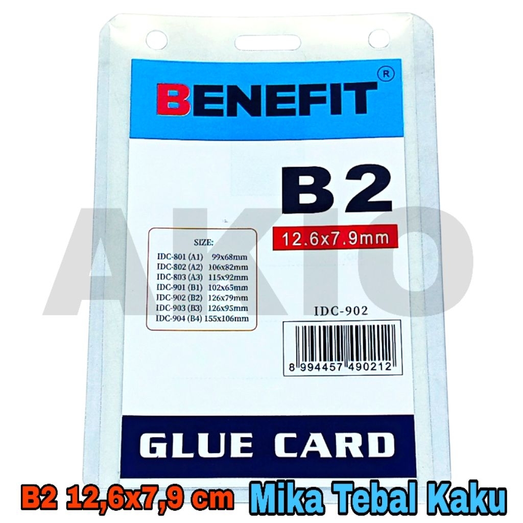 ID Card Holder Nametag Lanyard Kalung Mika Plastik B2 BENEFIT IDC-902 TEBAL 12,6x7,9 cm Tali Gantung
