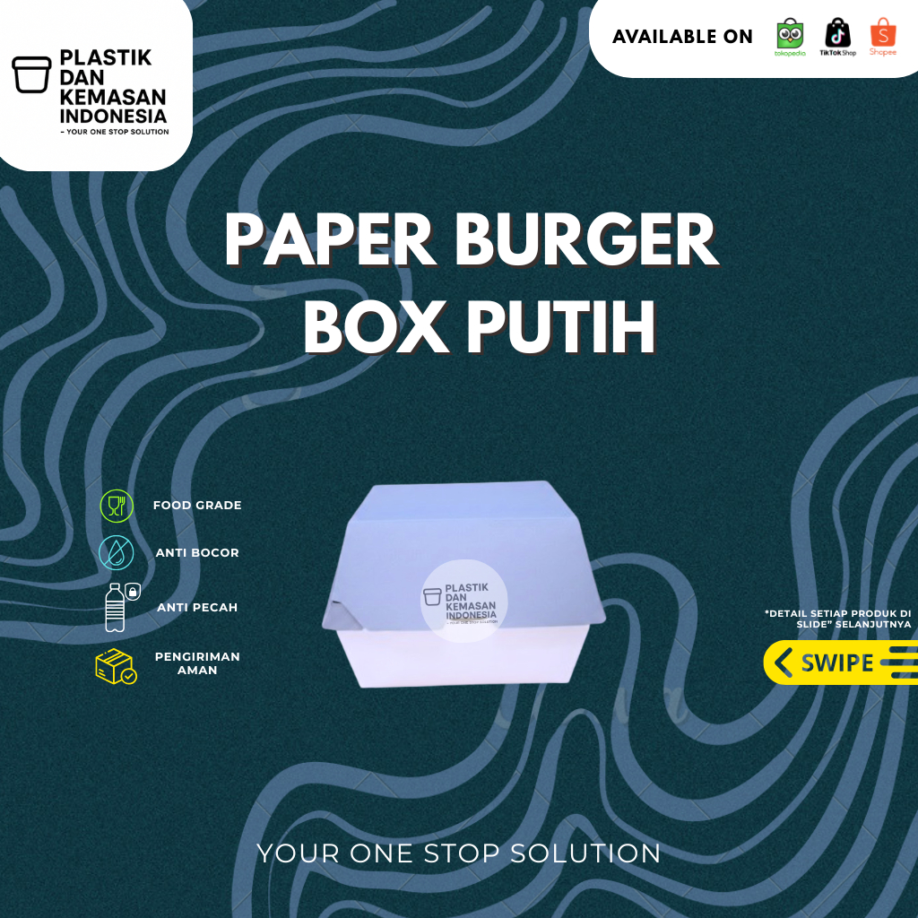 paper Burger Box Putih - Food Grade