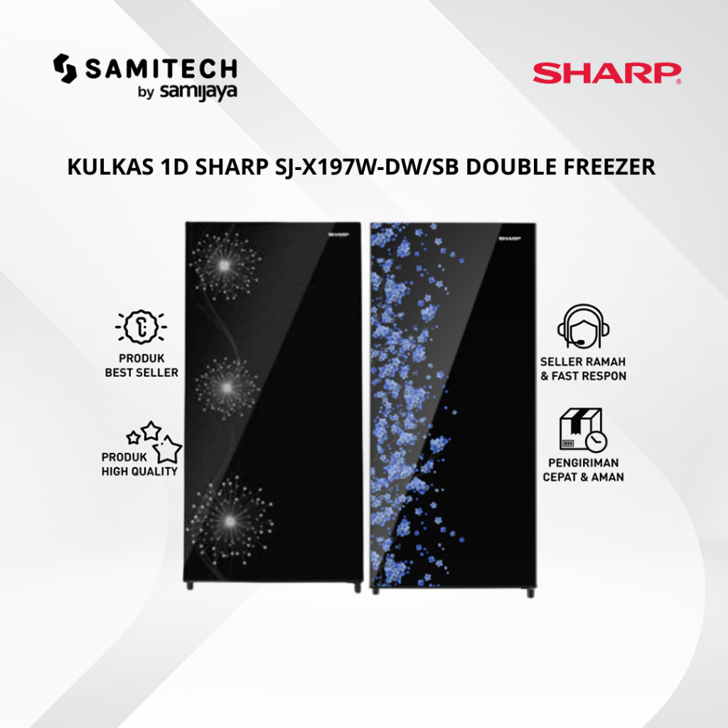 KULKAS 1 PINTU SHARP SJ-X197W-DW / SJ X 197W SB DOUBLE FREEZER