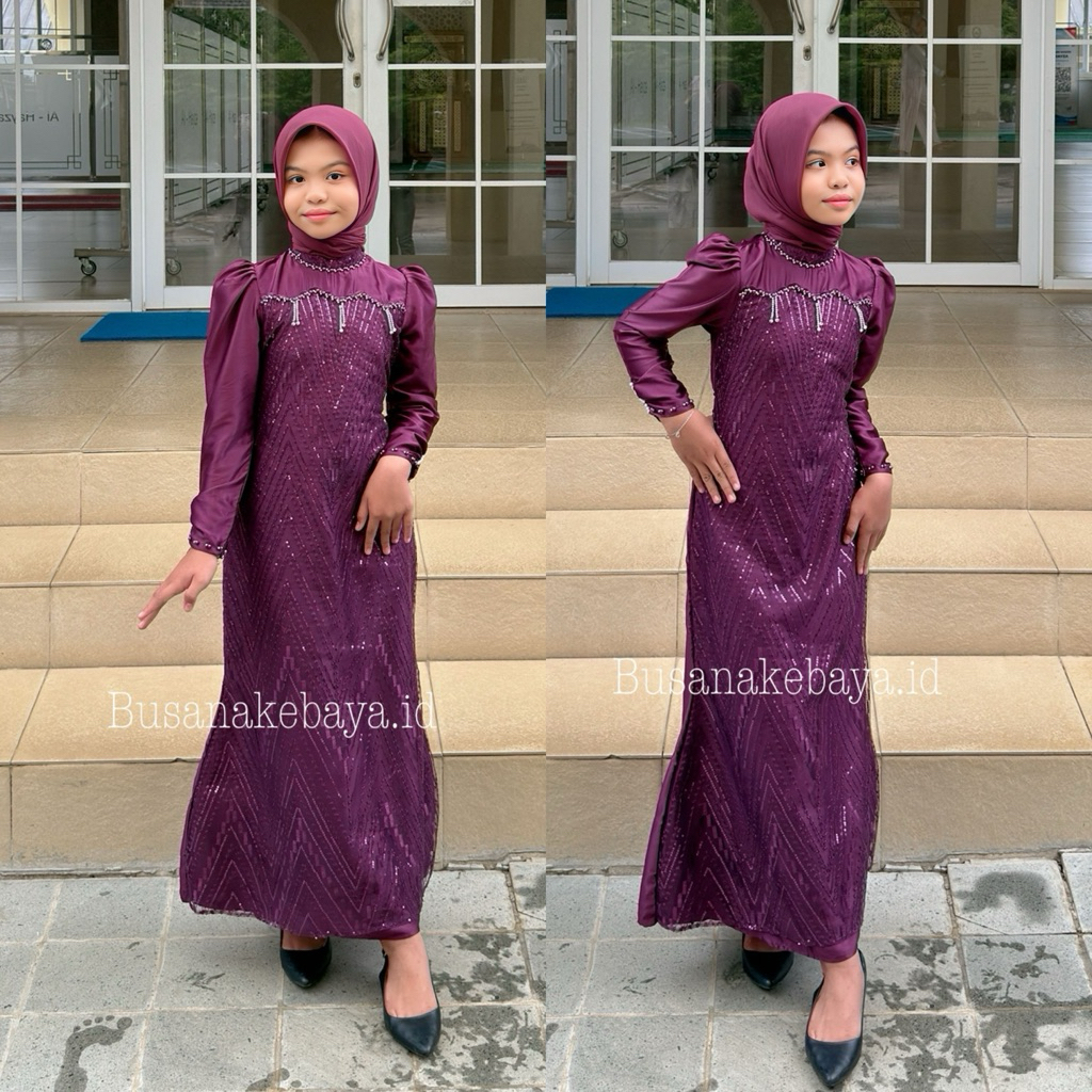 Aluna Dress Brukat Anak Baju Kondangan Mewah