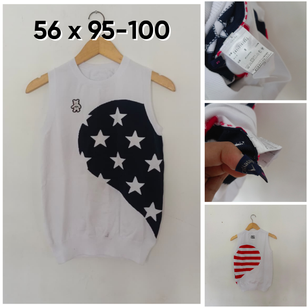 Vest Knit Callaway V Putih Motif Size M Wanita Knit KL301