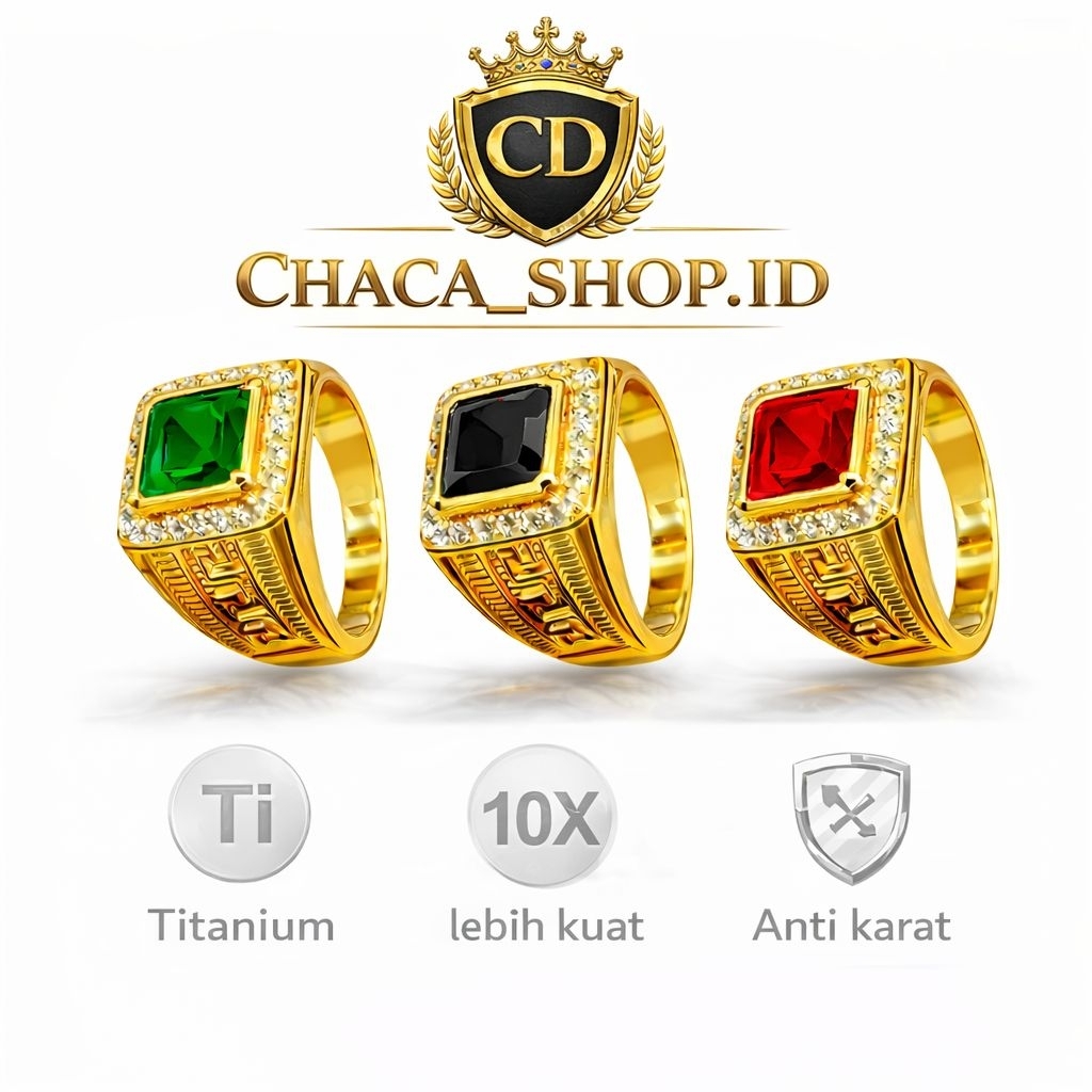 Cincin Titanium Pria Batu Permata - Cincin Fashion Korea terlaris
