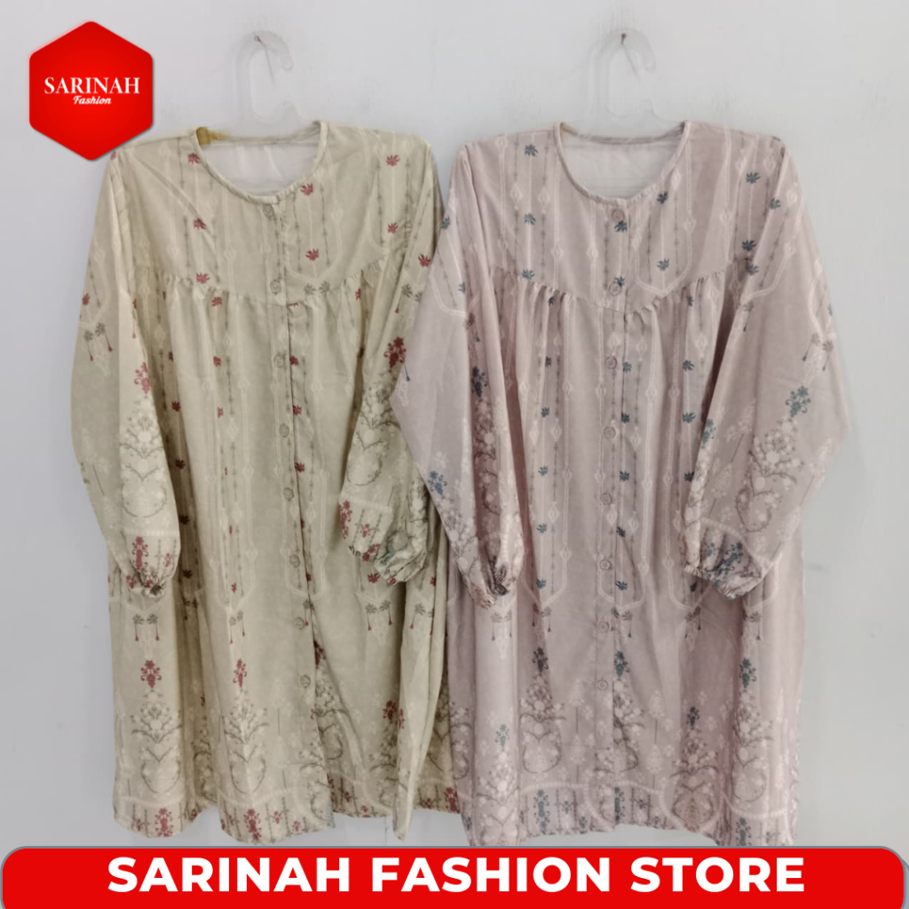 Tunik Wanita Muslimah Lengan Panjang Motif Bunga