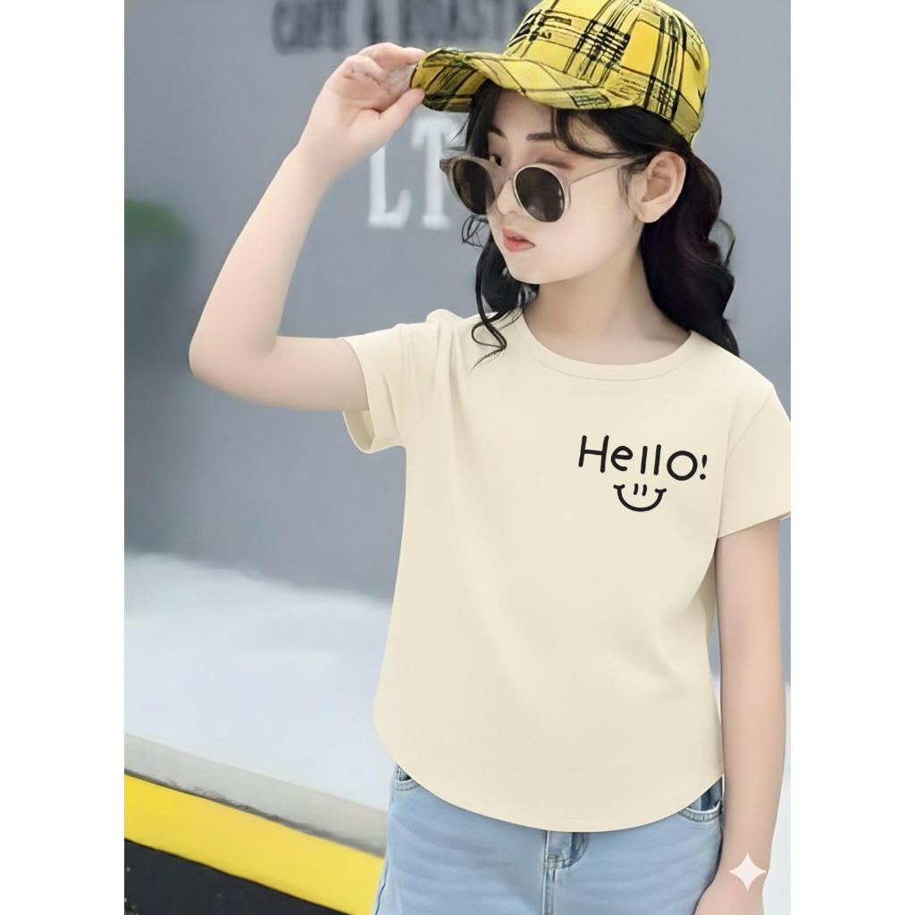 KAOS BOCAH kaos oval oversize anak perempuan spandek oval hello