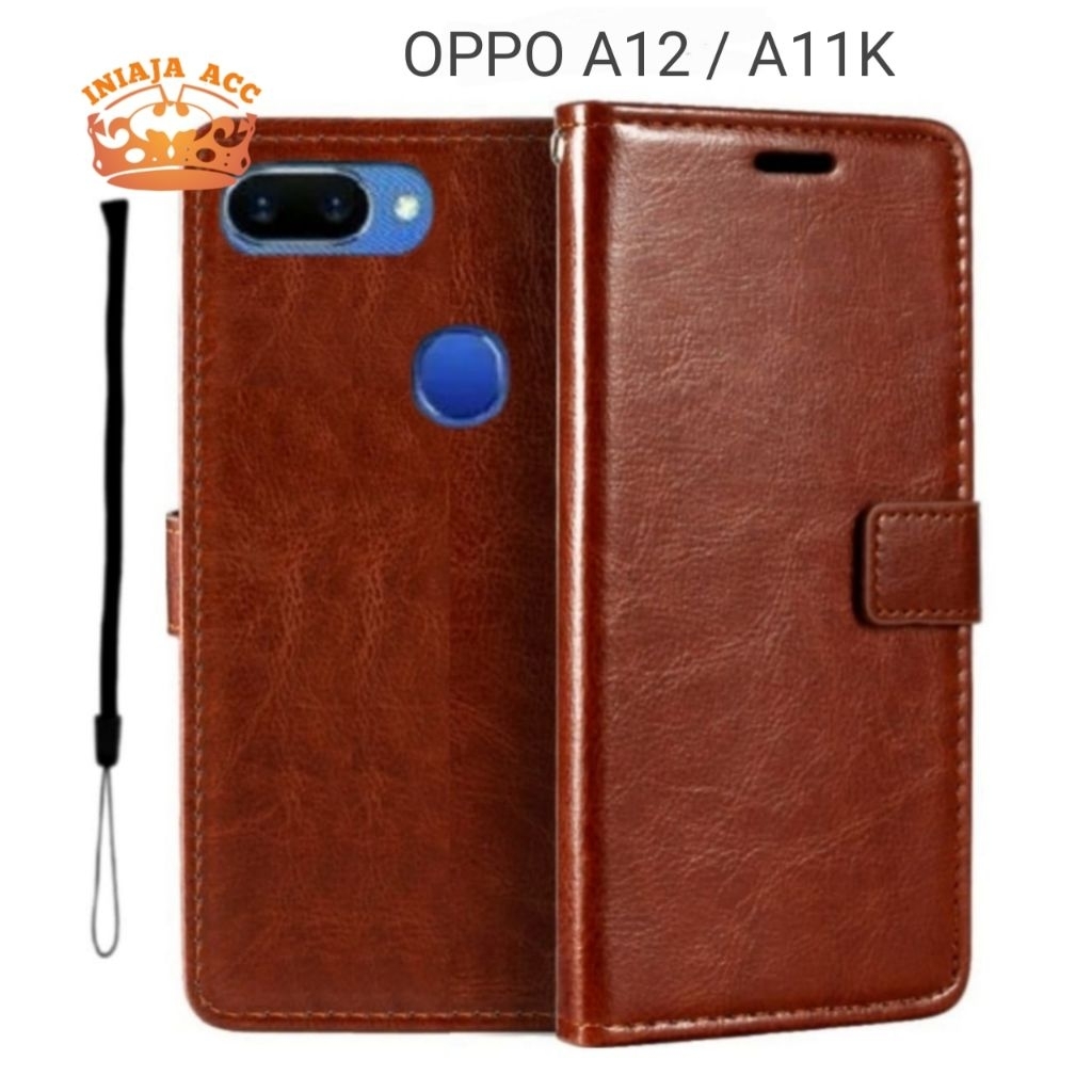 CASE OPPO A11K/OPPO A12 LEATHER CASE SARUNG HP DOMPET KULIT FLIP COVER CASE BUKA TUTUP KESING DOMPET