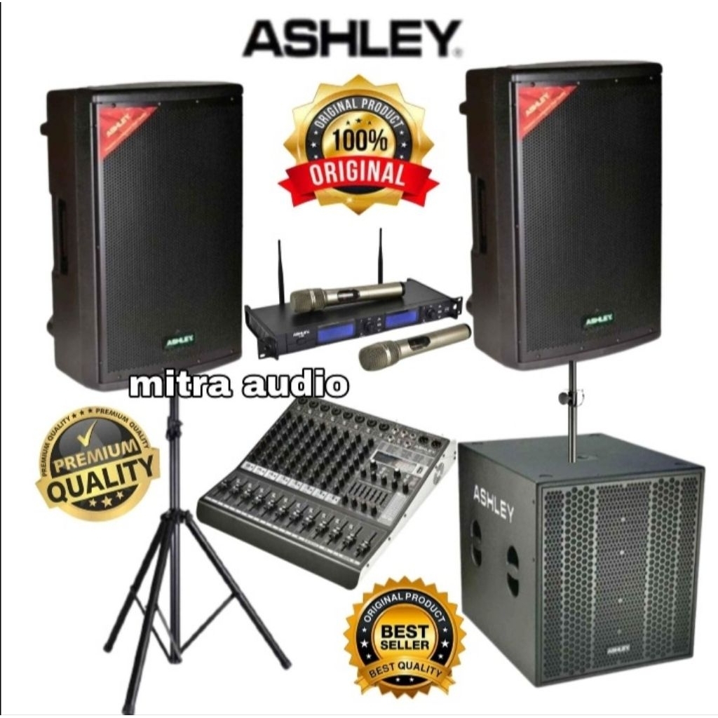 Paket Soundsystem Outdoor Aktif Ashley 15 Inch Subwoofer Aktif Ashley 18 Inch Mixer Ashley 8 Channel