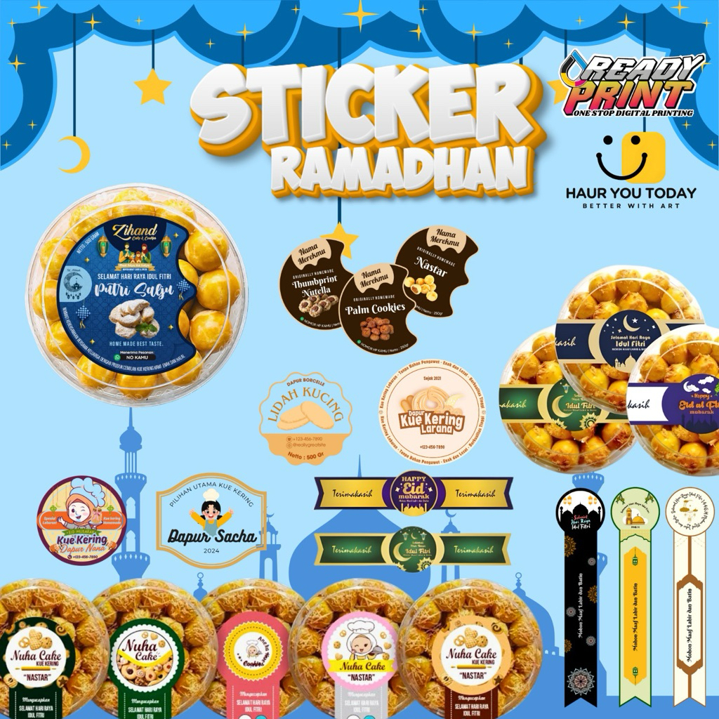 Sticker kue Ramadhan,sticker toples,sticker segel,chromo,sticker makanan