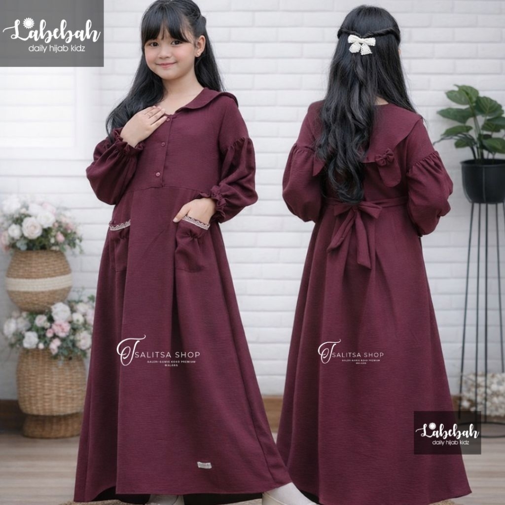 BAJU GAMIS ANAK POLOS CLAUDIA LABELLA USIA 6.7.8 TAHUN