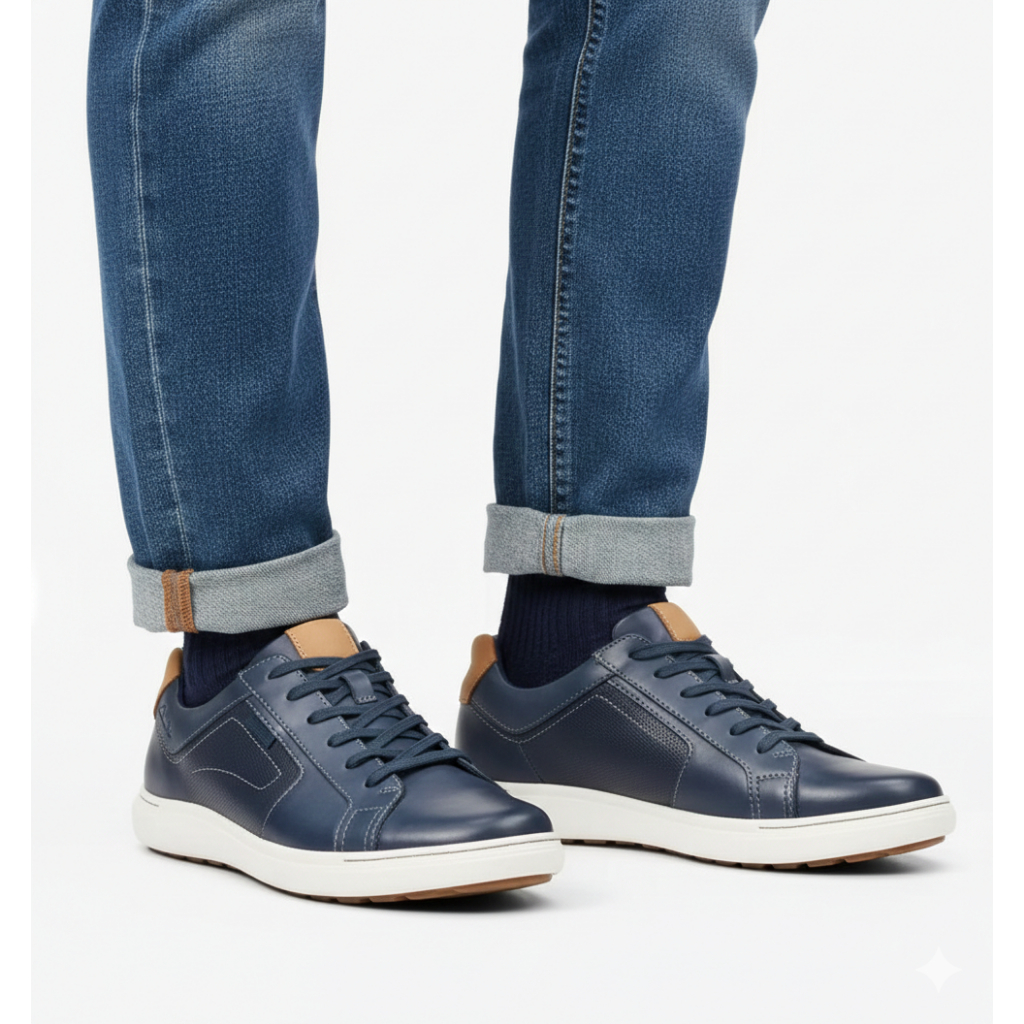 Clarks Mapstone Lace Navy Leather Shoes Original