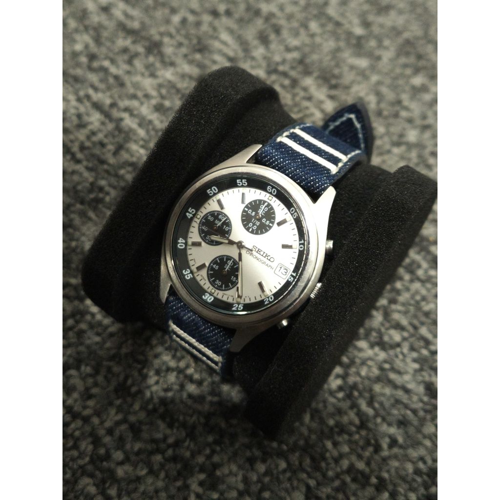 [VINTAGE] Seiko Chronograph "Panda" Dial - V657 Military Style - Bonus Strap Handmade