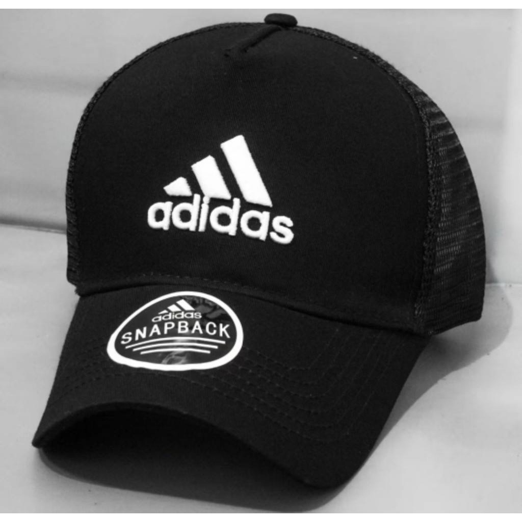 TOPI BASEBALL ADIDAS JARING TRUCKER ORIGINAL FULL BLACK CAPS / TOPI PRIA WANITA FULL SET / TOPI BEST