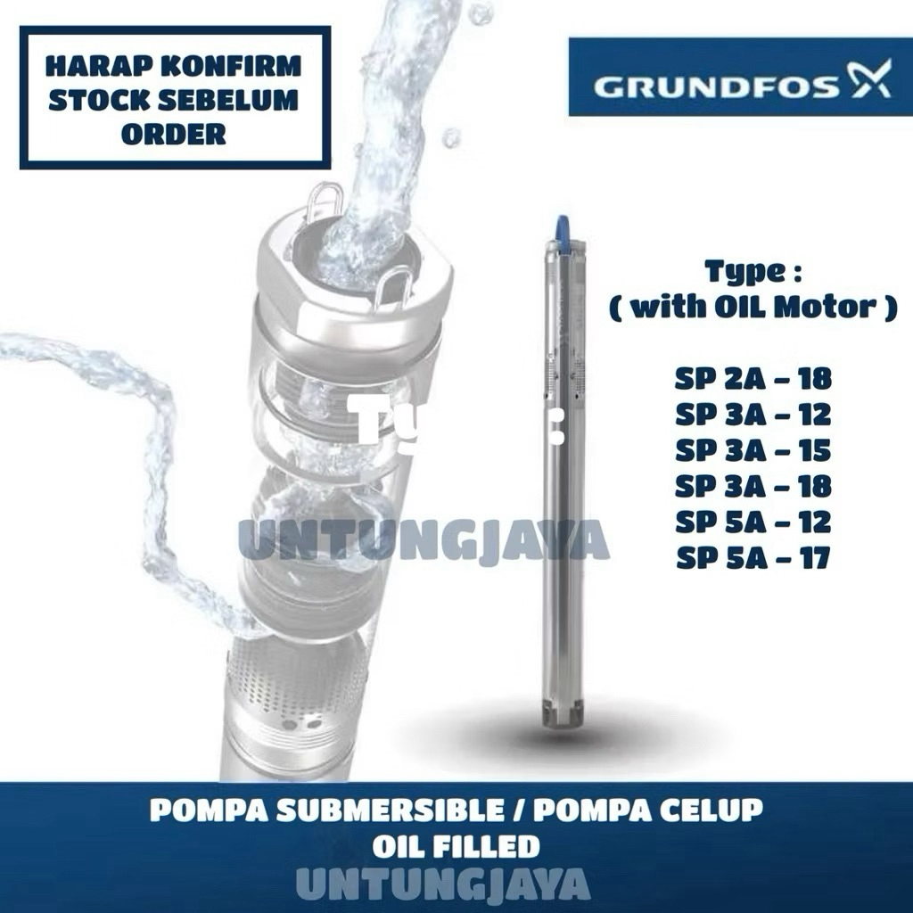 POMPA SUBMERSIBLE GRUNDFOS SP 3A 12 1 PHASE 1 HP OIL MOTOR // POMPA CELUP GRUNDFOS 1 PHASE SP 3A-15 