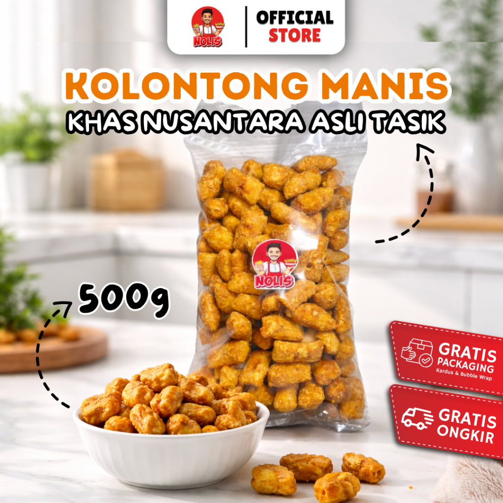 Kolontong Manis Khas Tasikmalaya 500g / Kelontong Opak ketan Manis gula merah /Cemilan Nolis Snack