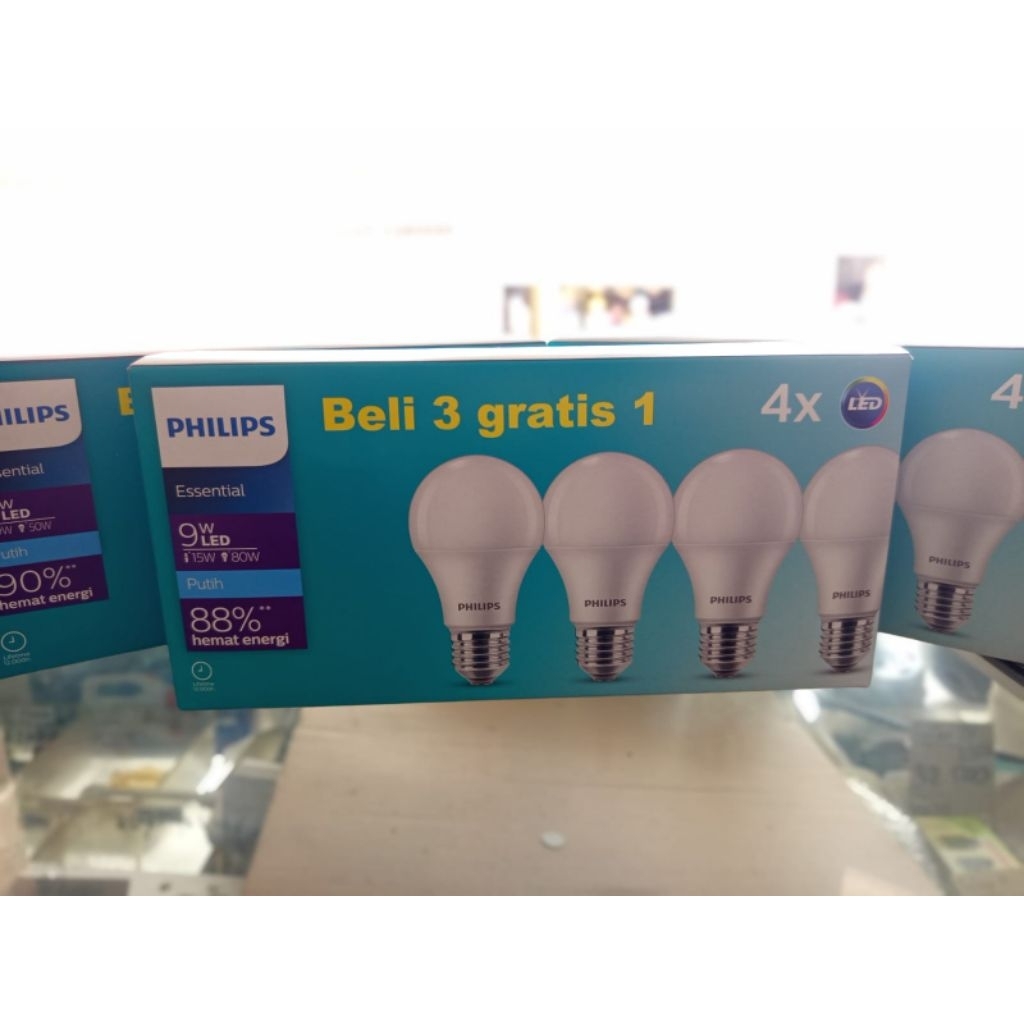 Lampu Philips 9W Essential beli 3 gratis 1 putih