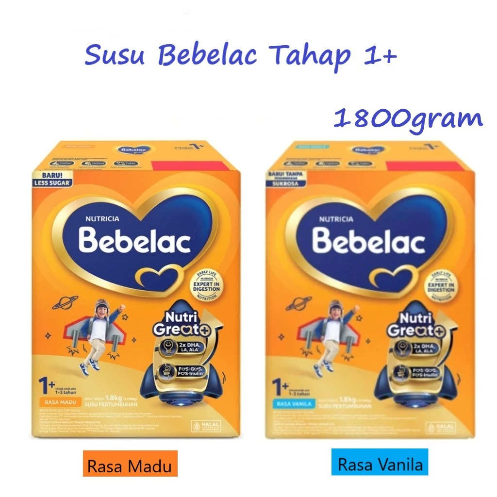 Bebelac 1+ Susu Pertumbuhan Bubuk 1800 gr | 1-3 Tahun