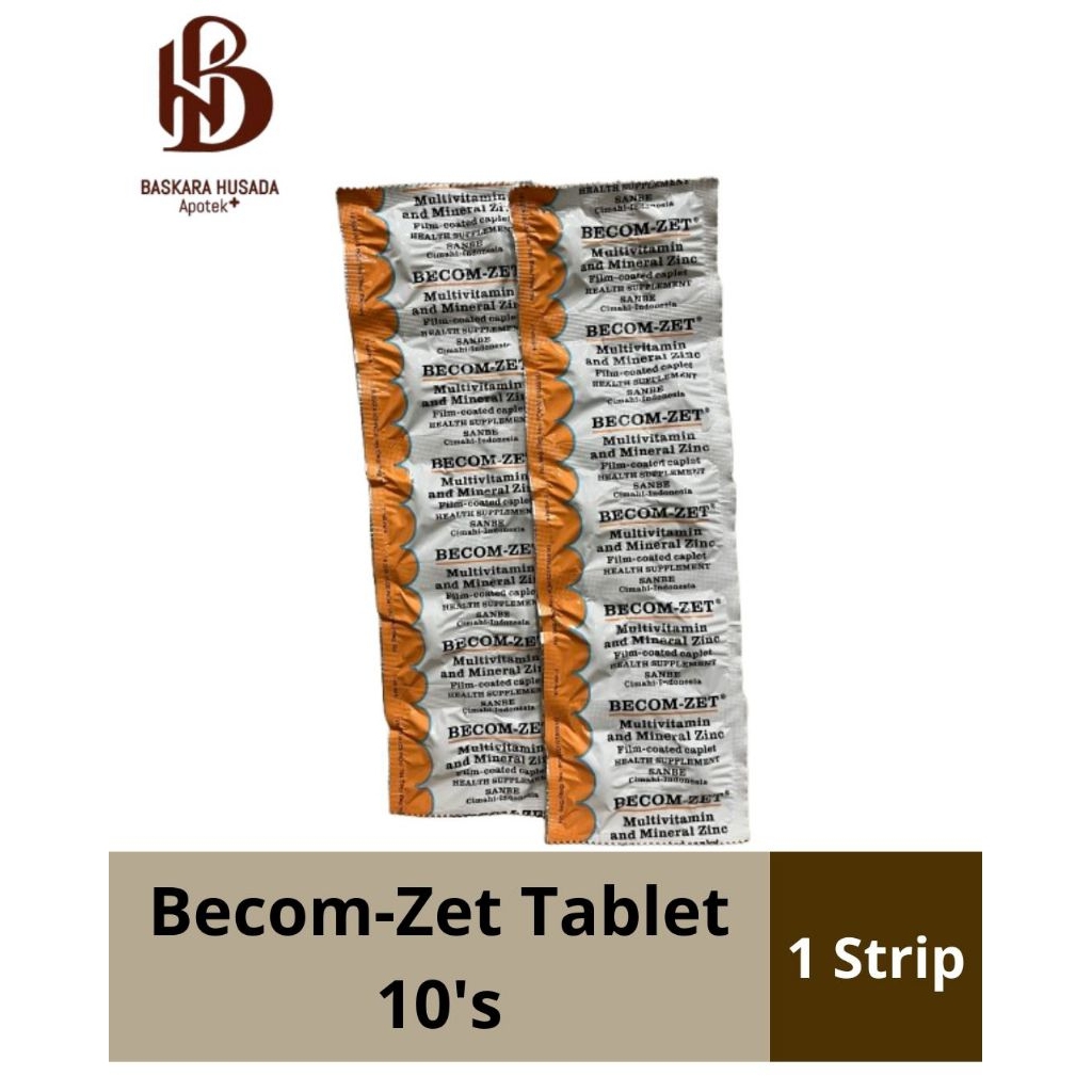 Multivitamin Becom-Zet 1 Strip 10 Kaplet - Suplemen Vitamin B, C, E, dan Zinc