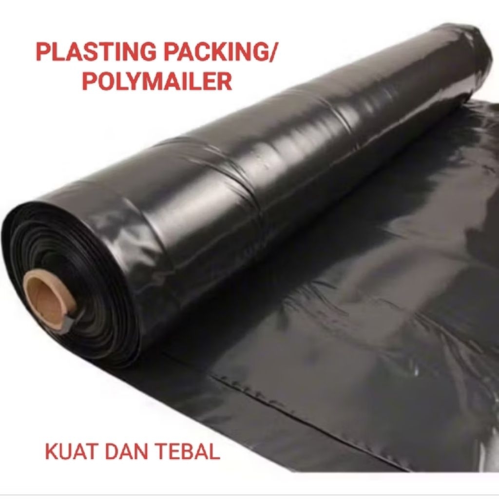 Plastik Packing hitam/plastik Polymailer Tebal dan kuat/Roll meteran/Permeter Lebar 100cm